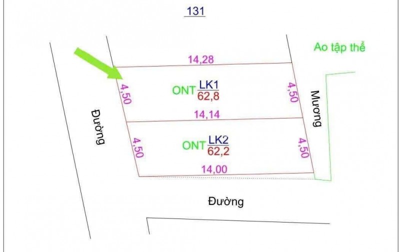 Đất nền Văn Giang 62,8m² Tân Tiến, MT 4,5m, gần chợ trường học, giá 3x triệu/m²